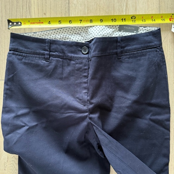 Talbots Perfect Crop Pants Cotton/Spandex Button Slim Leg Navy Women’s 2 NEW - Picture 14 of 16